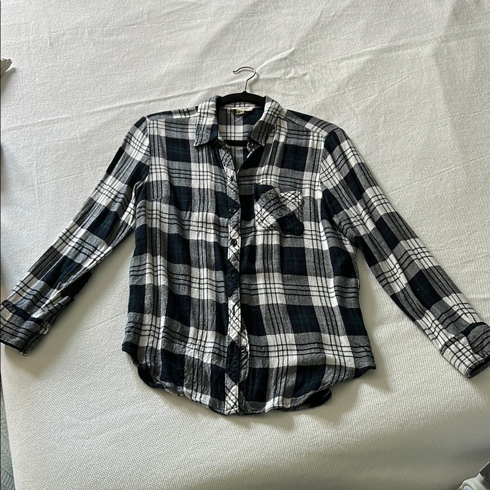 beachlunchlounge Black and White Plaid Button Down Shirt